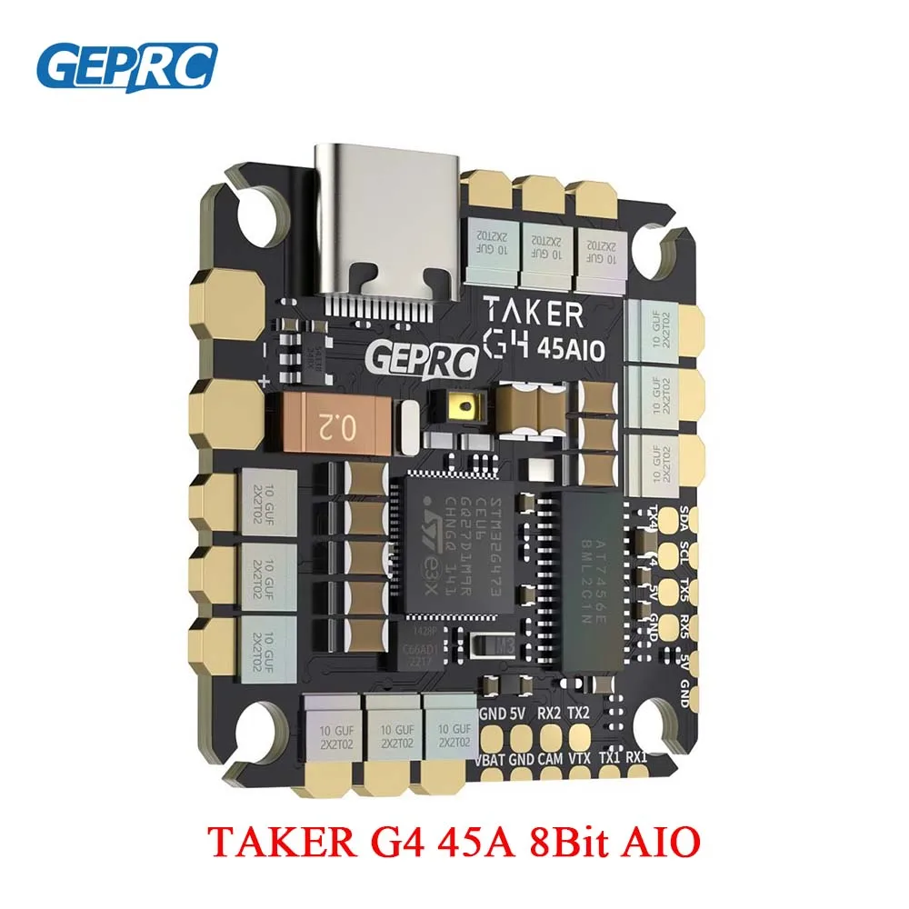 

GEPRC TAKER G4 45A 8Bit AIO G473 Flight Controller 45A ESC 2-6S Stable FPV Freestyle Components