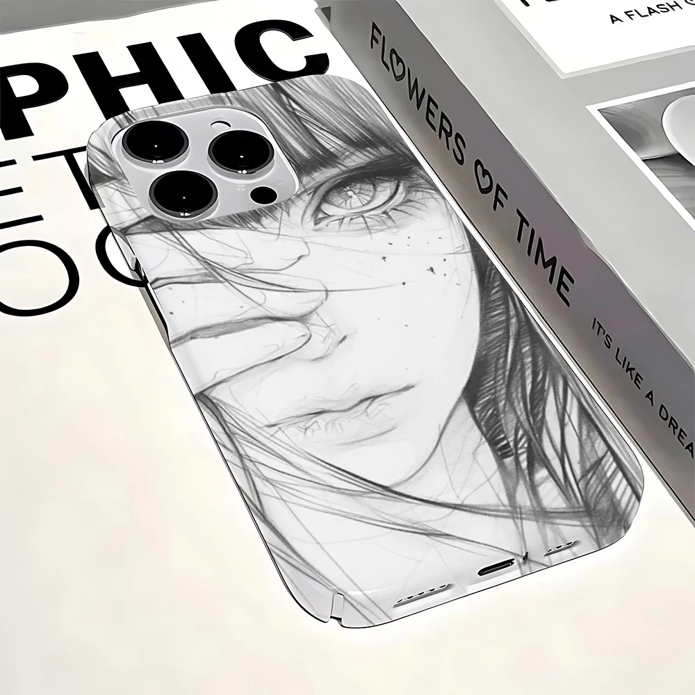 INS Sketch art girl covering her eyes Phone Case for iPhone 17 16 15 14 13 12 11 Air Pro Max 7 8 Plus Glossy Film Hard PC Cover