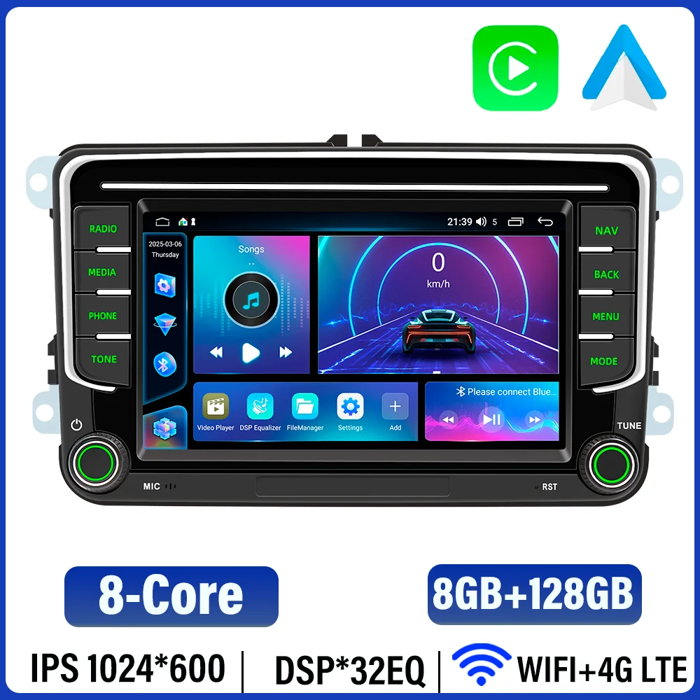 BQCC 7 ''Android 13 Octa Core Auto Speler Voor Volkswagen VW CC Passat B7 Polo Golf 5 6 Jetta uy5 uy6 Carplay Mirrorlink WIFI GPS