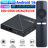 Android 16 Smart TV Box Allwinner H313 Quad Core 2.4G&5G Dual WiFi6 Media Player Set Top Box Digital Voice Remote 14K 16G 256G