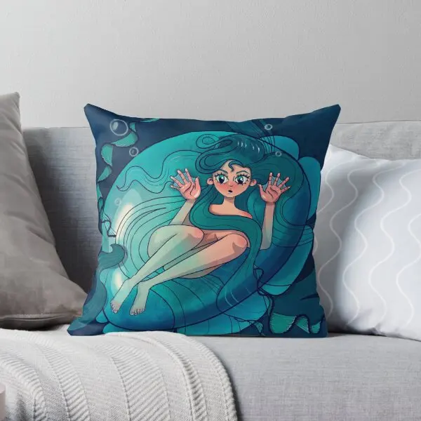 A Girl Who Was A Jellyfish  Printing Throw Pillow Cover Square Hotel Wedding Decorative Soft Pillows not include One Side