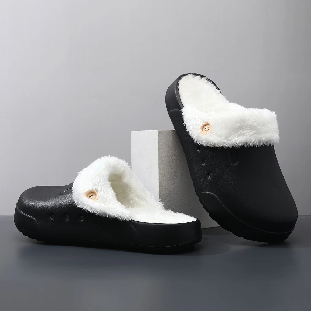 STRONGSHEN-Chinelos macios para homens e mulheres, sandália de pelúcia quente, tamancos de jardim, mulas, chinelos interiores, slide doméstico,