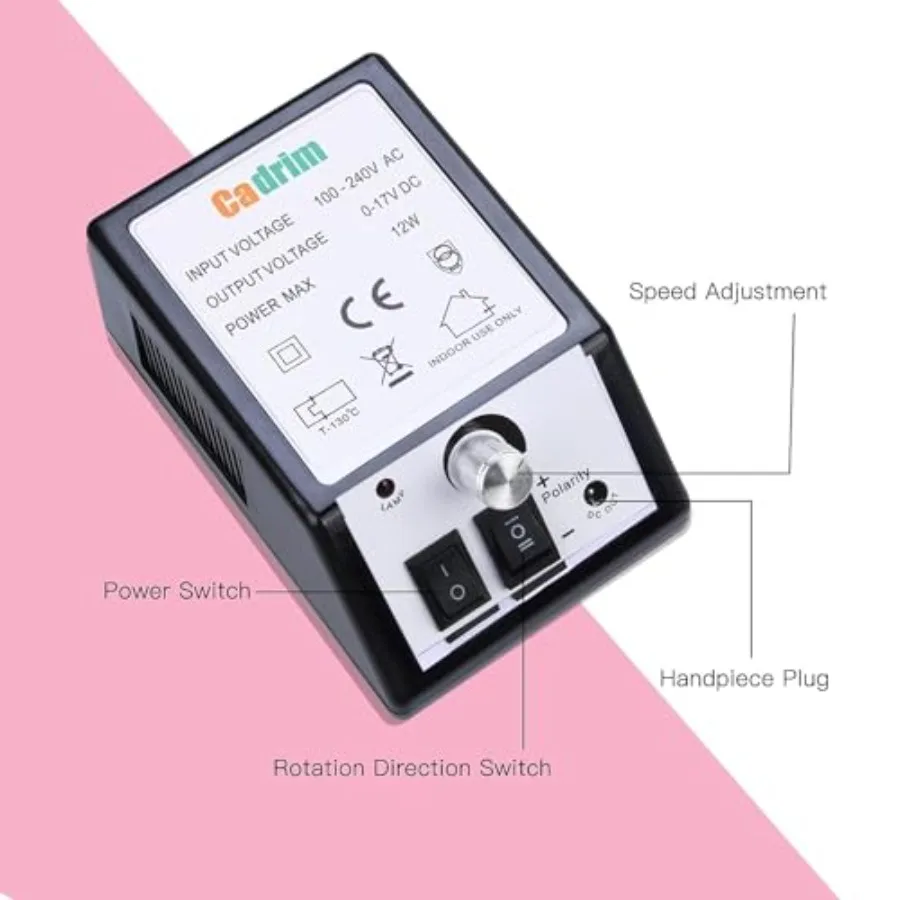 Elektryczny pilnik do paznokci z regulacją, zestaw do manicure i pedicure z taśmami ściernymi do paznokci akrylowych, żelowych i lakierowanych.