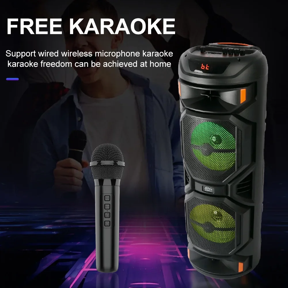 

High Power Wireless Bluetooth Speakers Portable Outdoor Square Dance Speaker Home Party Karaoke Subwoofer with FM Radio TWS USB