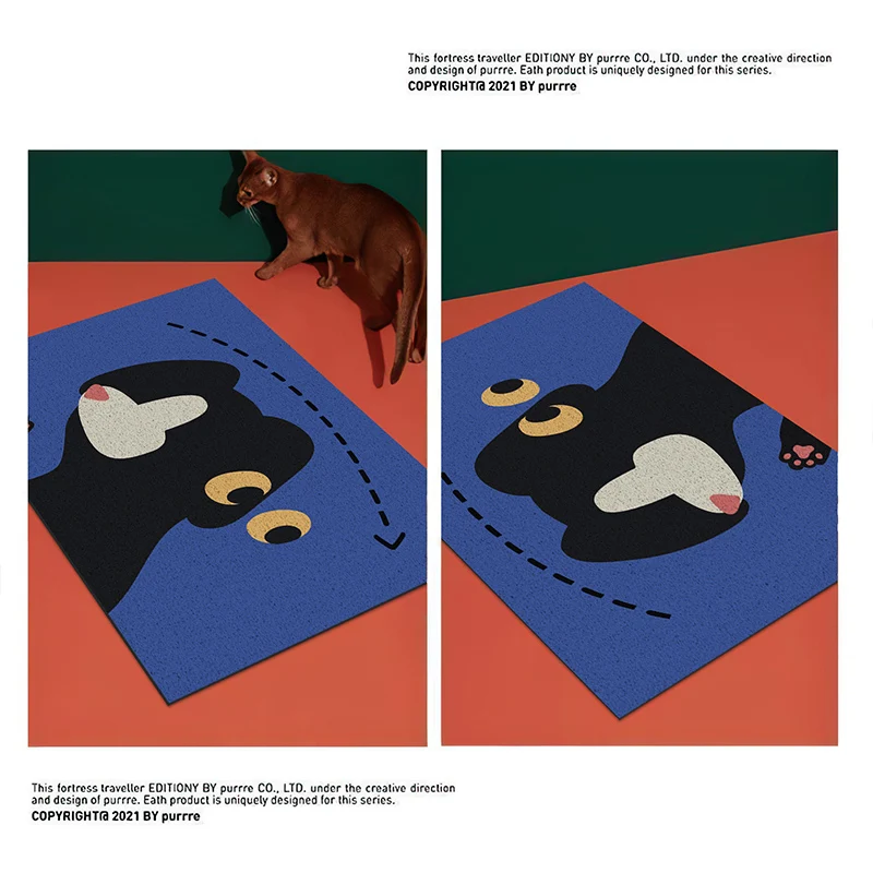 Cartoon Cat Silk Circle Doormat, Household Doormat Carpet Soil Rubbing PVC Can Be Cut Mainland China Fade Resistant