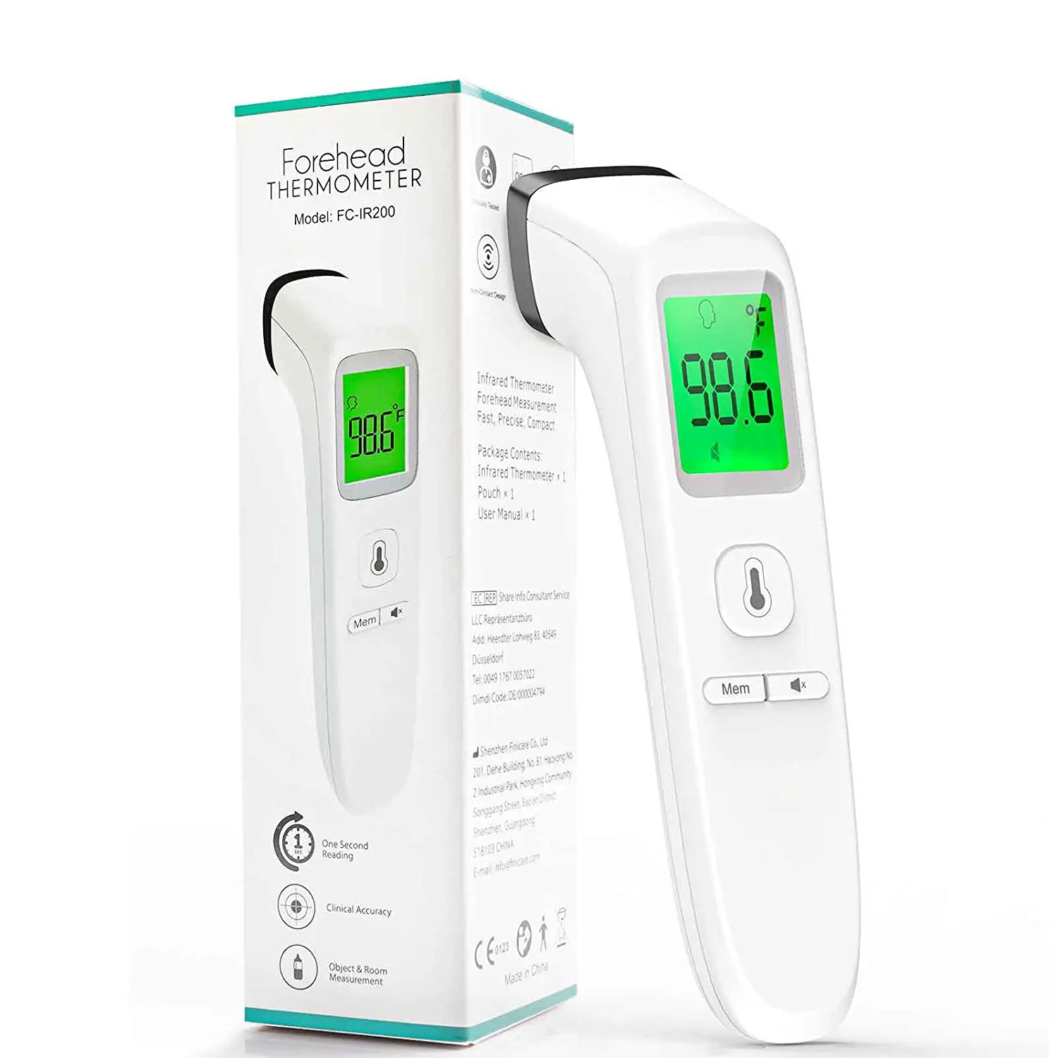 Infrared Digital Professional Thermometer with Ccurate Instant Readings with Fever Alarm, Memory Recall and 3 in 1 Digital LCD