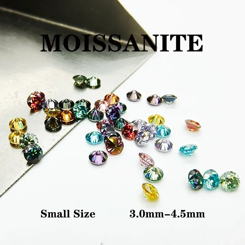 

Colored Moissanite Stone Round Shape Small Size DIY Advanced Charms Jewelry Making Materials Multiple Colors Available