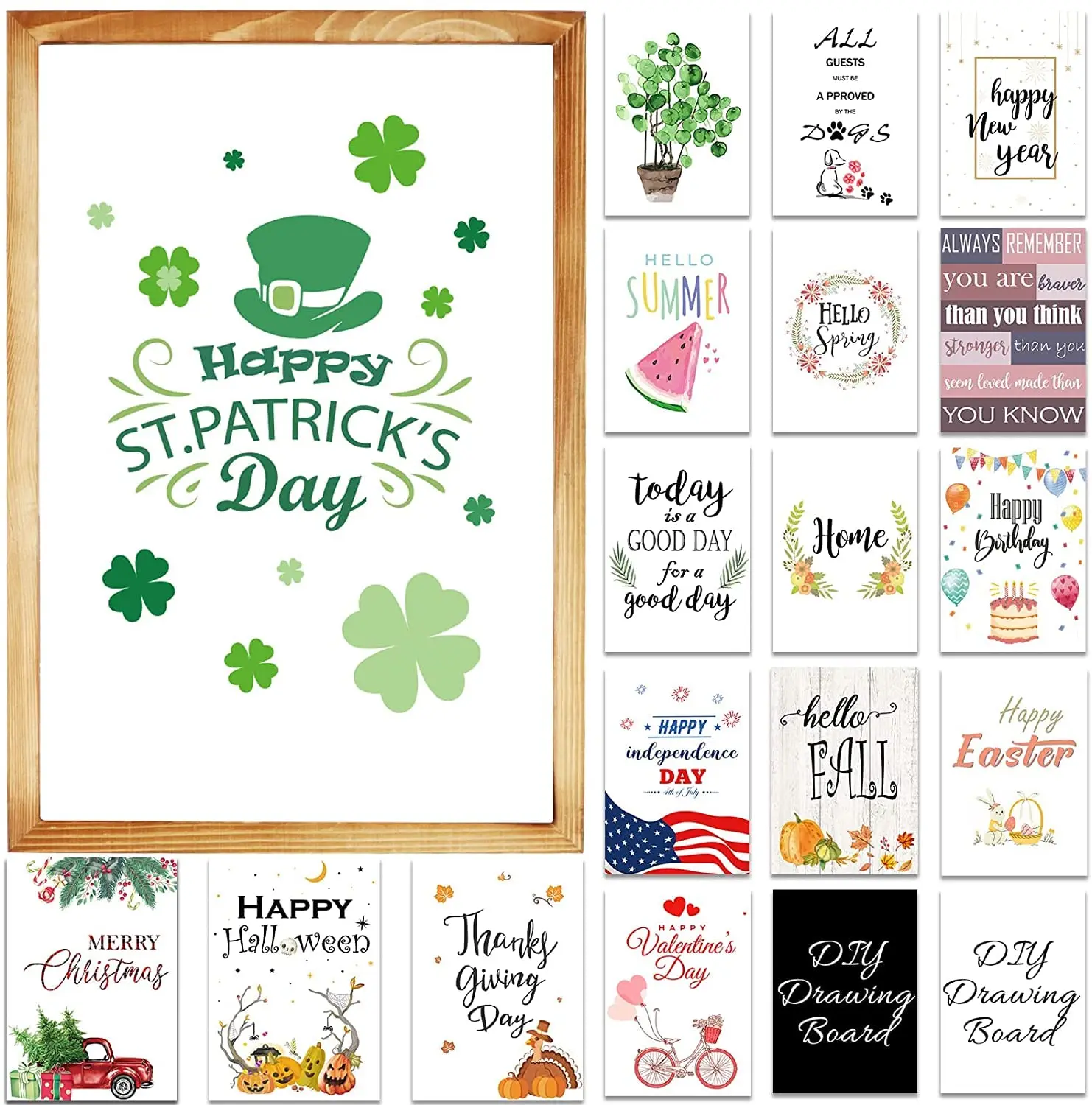 

Ourwarm Easter St Patricks Day Decoration Farmhouse Wall Signs 18 Designs Wood Picture Frame For Bedroom Living Room Home Decor