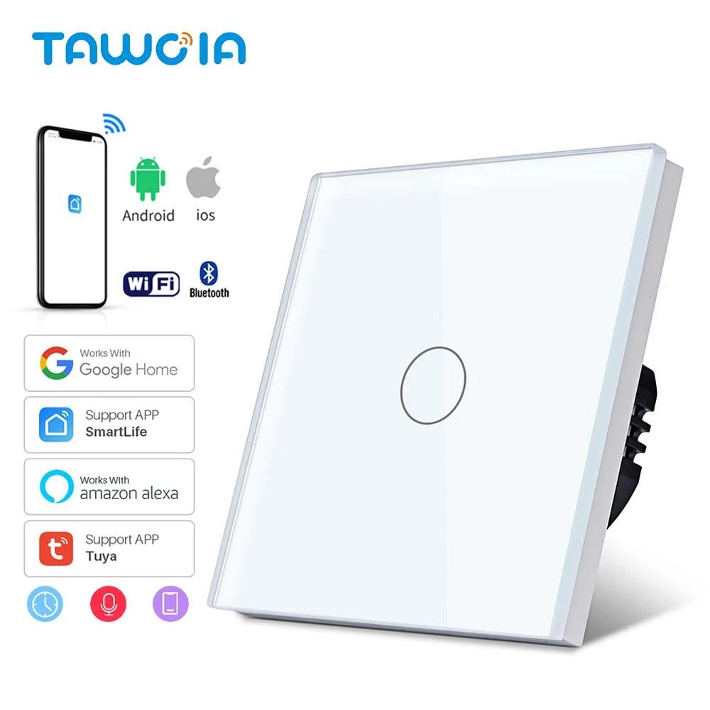 

TAWOIA Tuya Smart Life WiFi Wireless Remote Wall Switch Voice Control 1 Gang Touch Sensor LED Light Switches Alexa Google Home