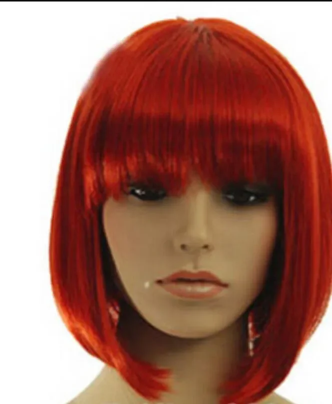 

Hot Sell Fashion Short Red Straight Bangs Bob Women's Lady's Hair Wig Wigs