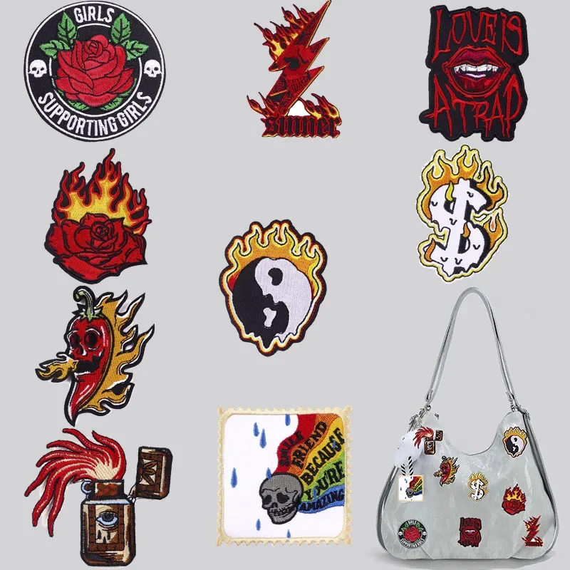 

Iron On Patches for Clothes Lips Clothing Stickers Fabric Sewing Embroidered Patch Thermal Adhesive Applique Fusible Badges