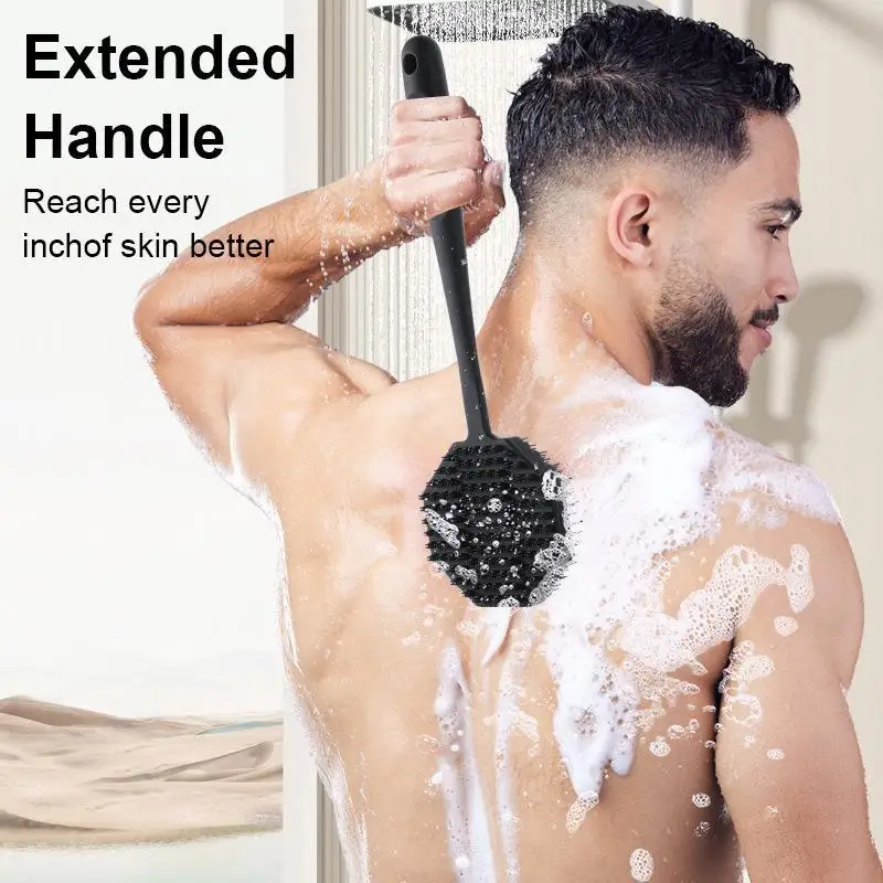 Silicone Back Shower Brush Soft Bristles 1/4PCS Non-slip Long Handle Body Scrubber for Men Women Home Bath Daily Use