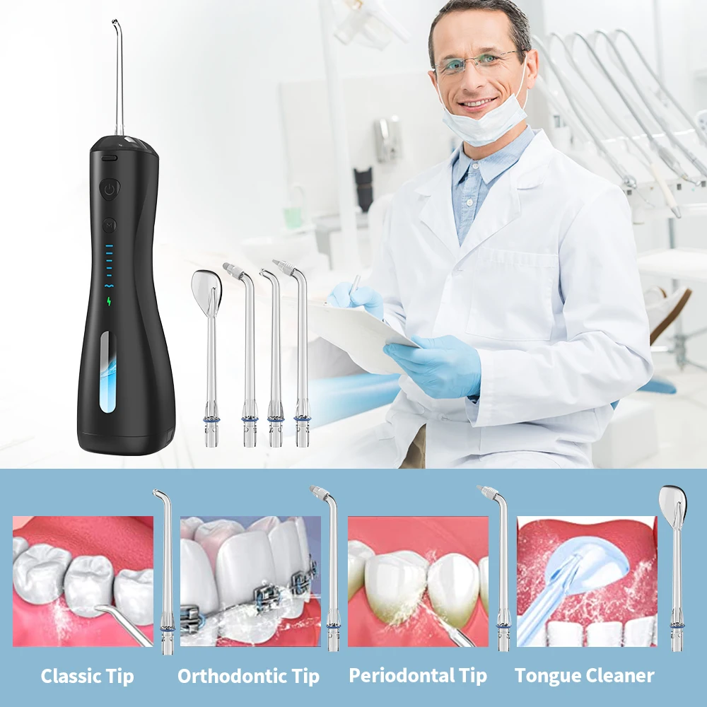 Irrigador Oral recargable por USB, limpiador Dental portátil con chorro de agua, tanque de agua de 240ML, resistente al agua, 6 modos de limpieza