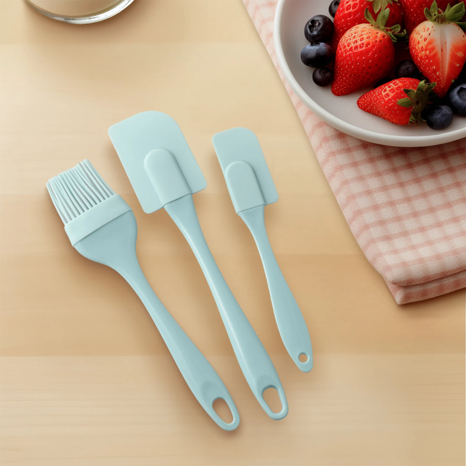 3Pcs Cake Silicone Spatula Set Heat Resistant Rubber Mixer Non-Stick Double Sided Cream Scraper Oil Brush Kitchen Tools