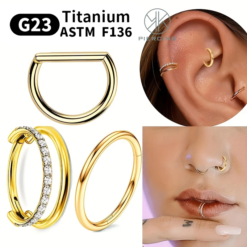 1-3pcs Titanium Nose Rings Hoops Hypoallergenic 16G Cartilage Piercing Jewelry Minimalist Everyday Earrings for Women Men