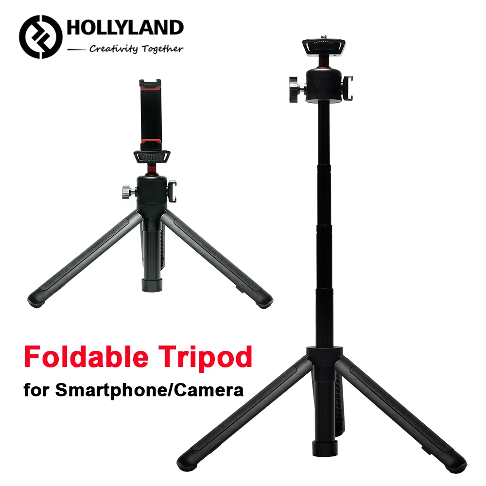 Hollyland HL-VL01 Table Tripod Portable Foldable Tripod with Smartphone Clip Holder for Phone Camera Microphone Video Recording