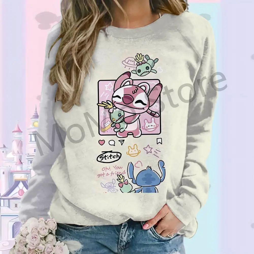 

Long Sleeve Sweatshirts Disney Stitch O Neck Y2k Clothes 3D Print Lovely S-3XL New Autumn Party Pullovers Women Clothing 2024