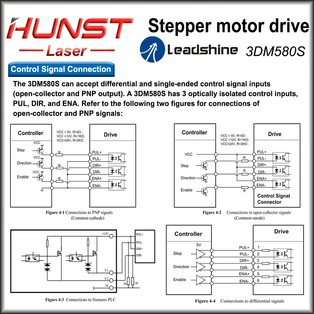 Imagem -05 - Hunst Leadshine 3dm580s Motorista de Passo de Fases para Nema 23 Nema 34 57 86 Motor de Passo Cnc Máquina de Gravura.