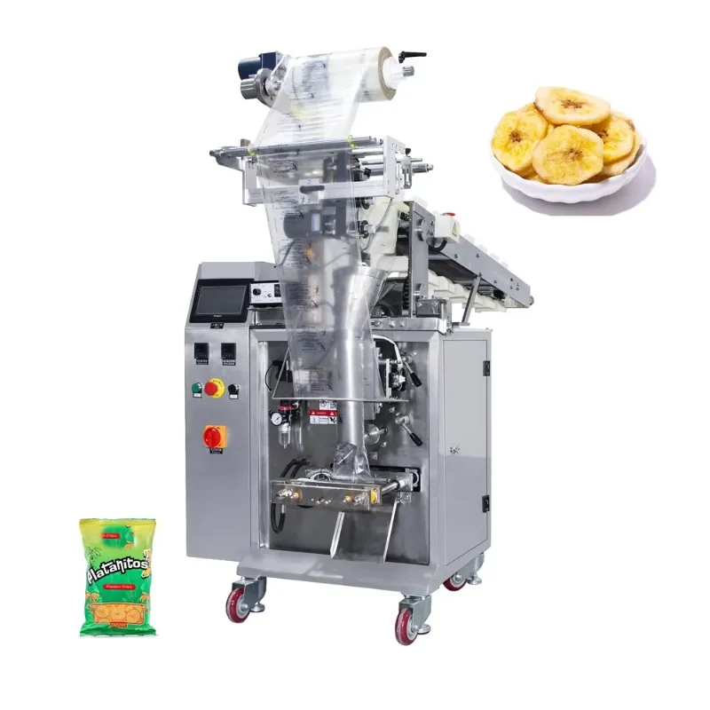 Pequeña Empacadora de Snacks con Cadena de Alimentación y Ensacado para Chips de Plátano y Otros Snacks