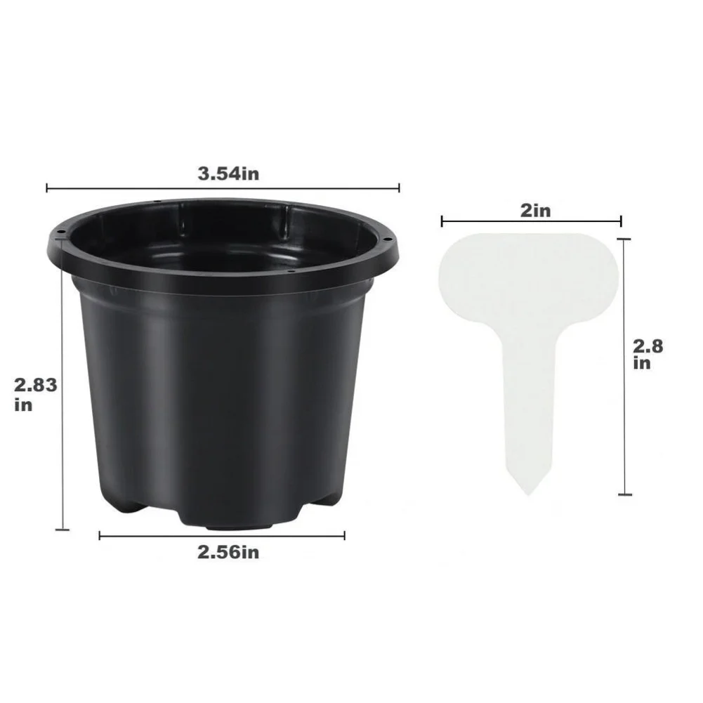 Plastic Transplant Pots with Labels for Supporting Early Plant Development in For Indoor Outdoor Greenhouse and Patio Setups