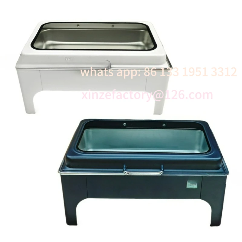 

Customizable stainless steel hydraulic rectangular dining stove large glass black white heating and insulation hotel buffet stov