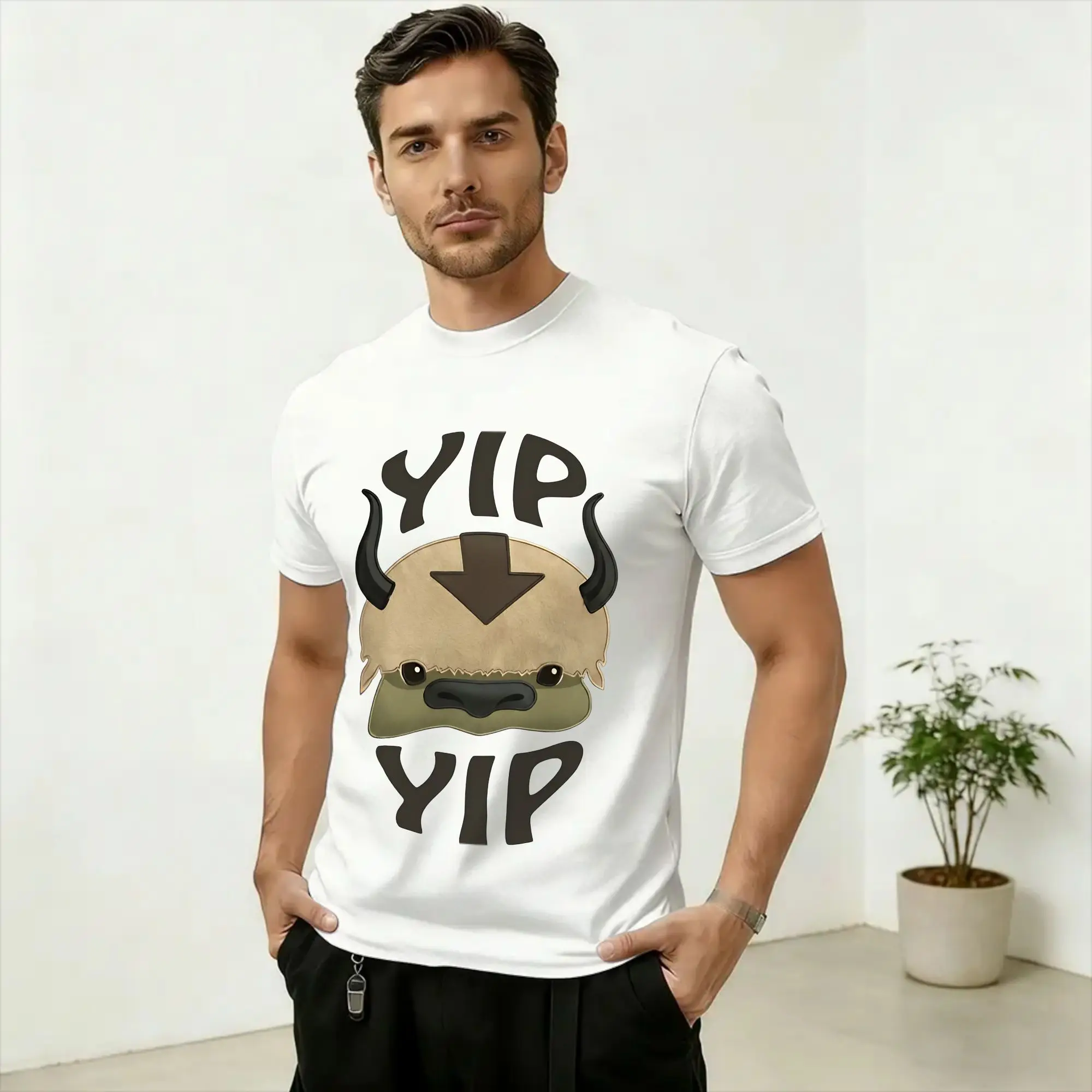 Men Avatars Airbender Appa Momo T Shirts  100% Cotton Tops Vintage Short Sleeve Round Neck Tee Shirt Summer T-Shirts