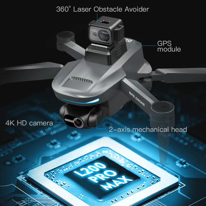 2024 New L200 pro MAX  GPS Drone 2-Axis EIS Anti Shake Gimbal Brushless Foldable 4K HD 360° Laser Obstacle Avoidance Dron 3000M
