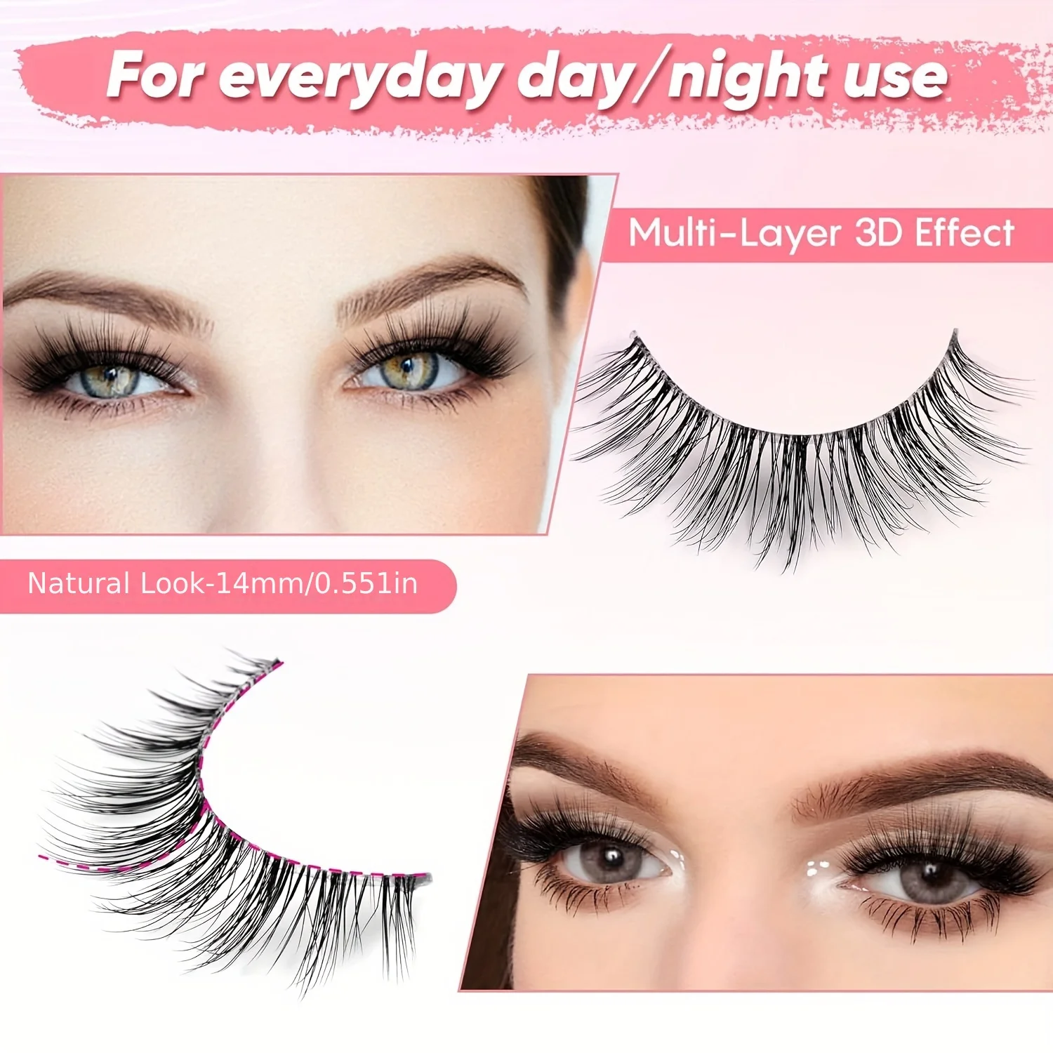 10 paar verpakking valse wimpers 3D wimpers natuurlijke look nepwimpers heldere band 14 mm wimpers zacht volume wimpers