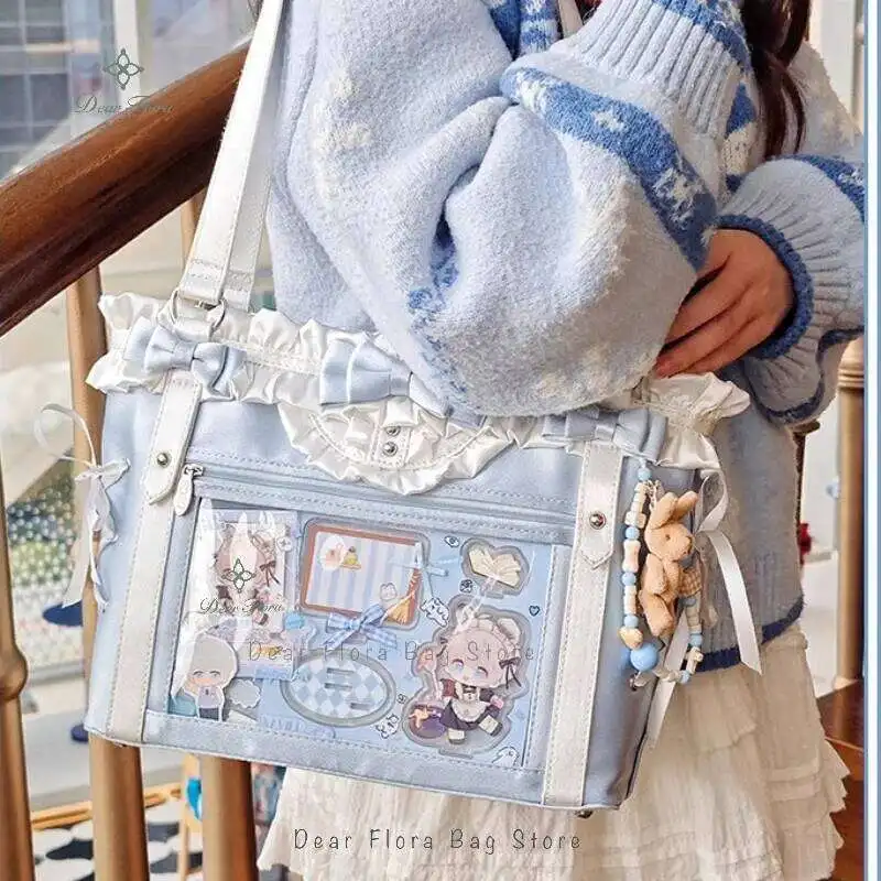 Neue Japanische Süße Schleifen-Ita-Tasche, Lolita-Mädchen Transparente Handtaschen, Modische Große Kapazität Tragetasche, Ästhetische Schultertaschen – Detail 22