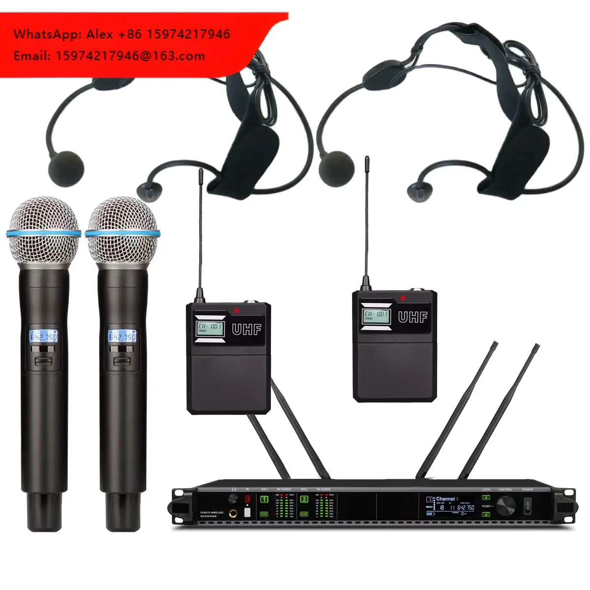 AD4D-58 Original 2 Beta58 Wireless Karaoke Microphone System DJ Karaoke Stage Live Music Performance High Quality 300M