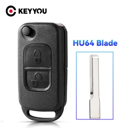 KEYYOU Flip Folding Remote Key shell 2 Button for Mercedes Benz SLK E113 A C E S W168 W202 W203 Auto Car Key Shell Case