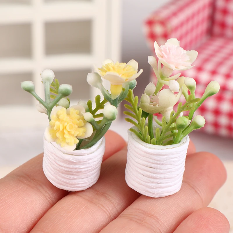 Ramo en miniatura para casa de muñecas, planta en maceta, maceta de flores, bonsái, modelo de decoración para jardín, juguete, accesorios para casa de muñecas, 1:12