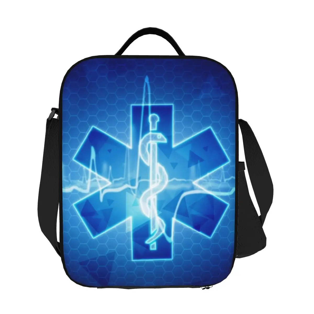 مخصص نجمة الحياة سيارة إسعاف الطبية EMT ضربات القلب شعار معزول أكياس الغداء للماء الحرارية برودة بينتو صندوق النساء الاطفال