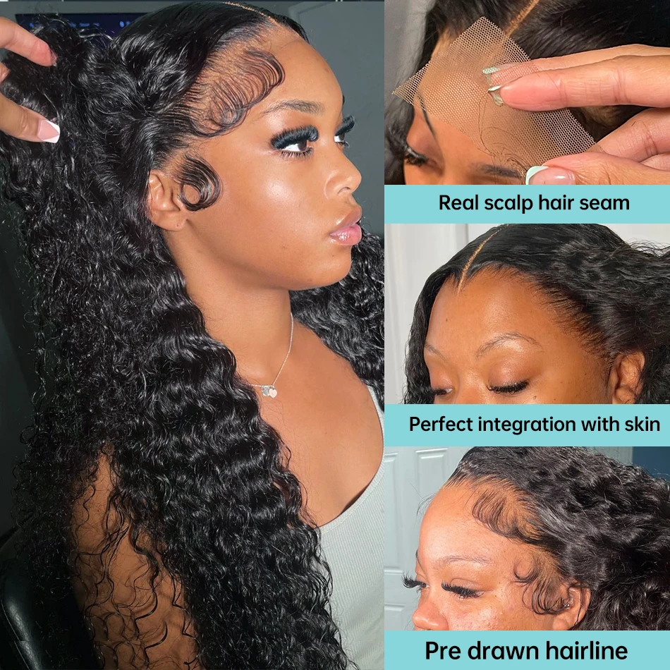 Loose Water Wave Lace Frontal Wig para mulheres, cabelo humano brasileiro, perucas sem cola, 13x6, 5x5, 13x4, 40"