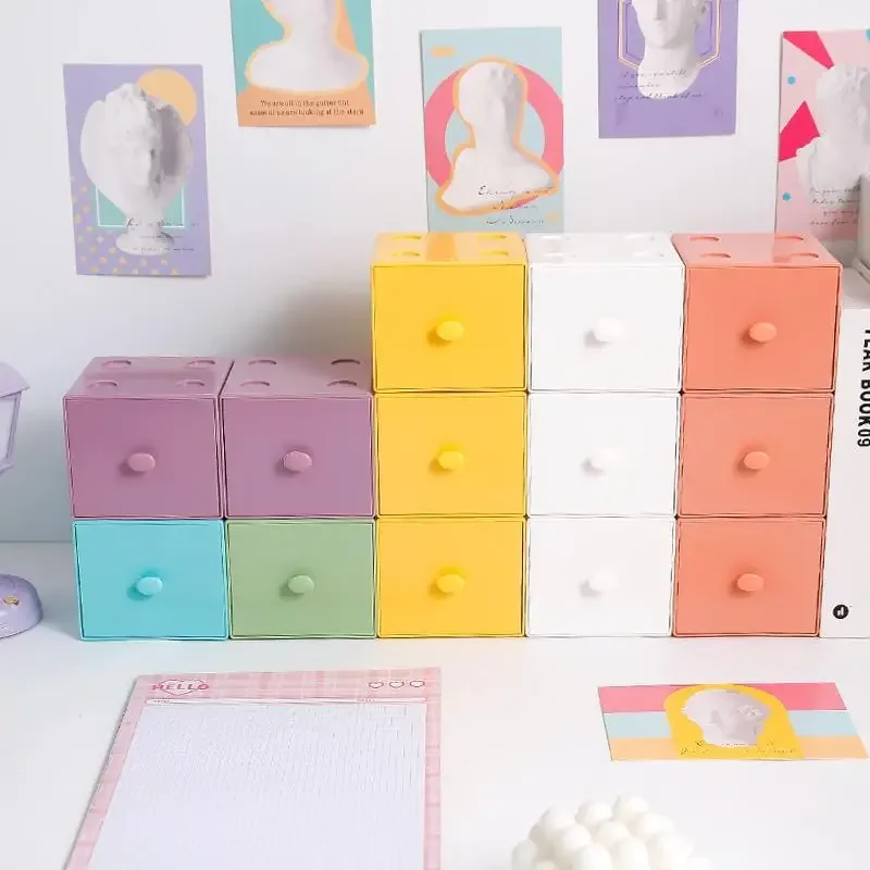 

Ins Cute Desktop Storage Box Stackable Pen Holder Drawer Student Desk Sundries Storage Box Students' Supplies