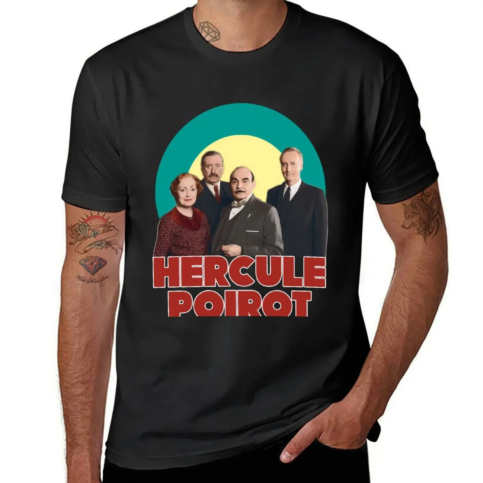 Detective Hercule Poirot with Miss Lemon and Captain Hastings and Inspector Japp T-Shirt funnys mens graphic t-shirts pack