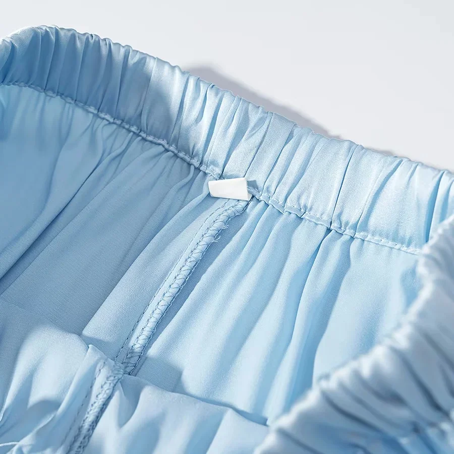 KONDALA Damen Elegantes Schickes Hosenset Blaue Spitze Durchsichtige Kurze Oberteile, Kordelzug Weite Hosen 2026 Sommer Trendiges Urlaubsset – Detail 17