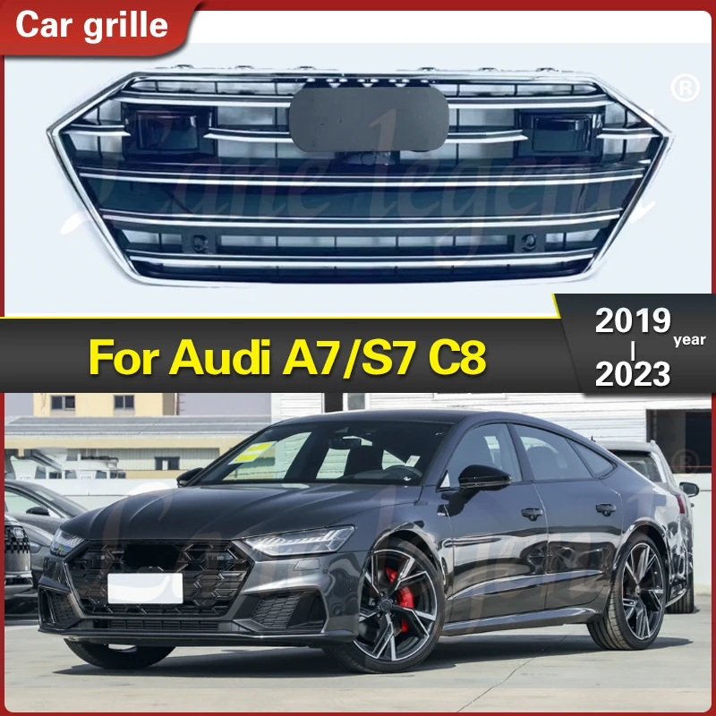 For Audi A7 S7 C8 2019 2020 2021 2022 2023 Car Grille Assembly Mesh Cover Protector Front Bumper Grille Replacement High quality