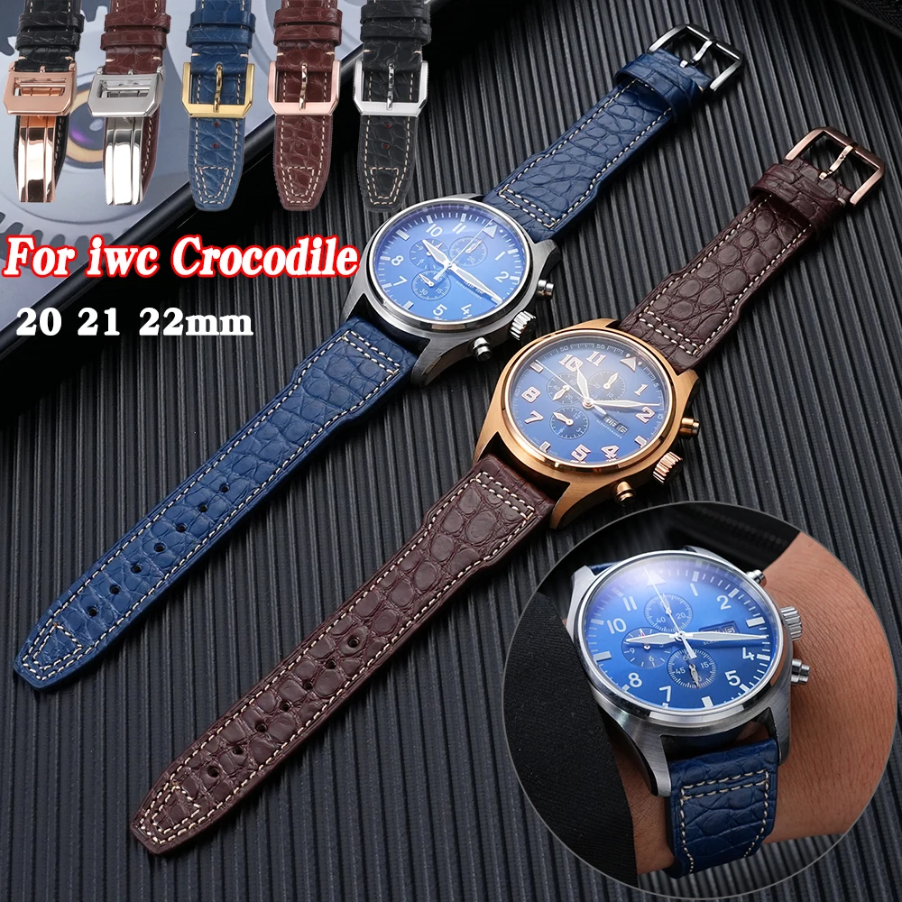 

Crocodile leather strap For IWC PILOT Mark Portugal 327004/377714 watch band Men 20mm 21mm 22mm Bracelet Replace Accessories