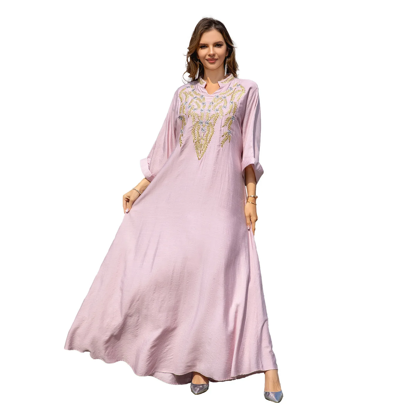 new embroidery Caftan Elegant Muslim Women Dress Ramadan Party Dubai Abaya Turkey Islam Long Evening Dresses Musulmane Vestidos