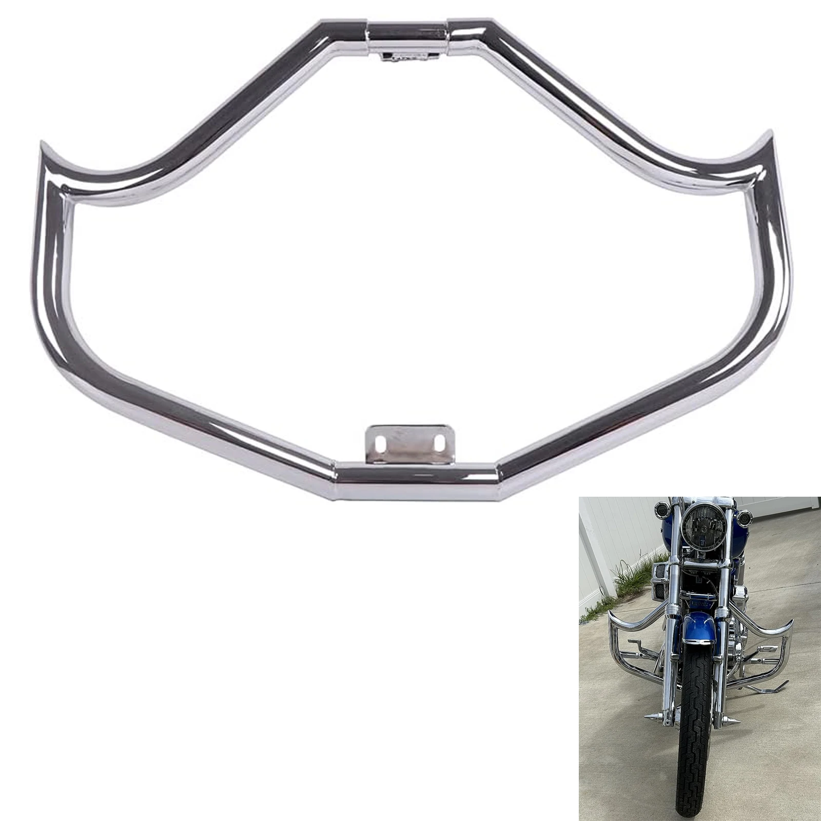 

Защита двигателя толщиной 1,5 дюйма, аварийные дуги с мясным крючком, хромированные шоссейные бруски для моделей Harley Sportster 2004-2022 гг.