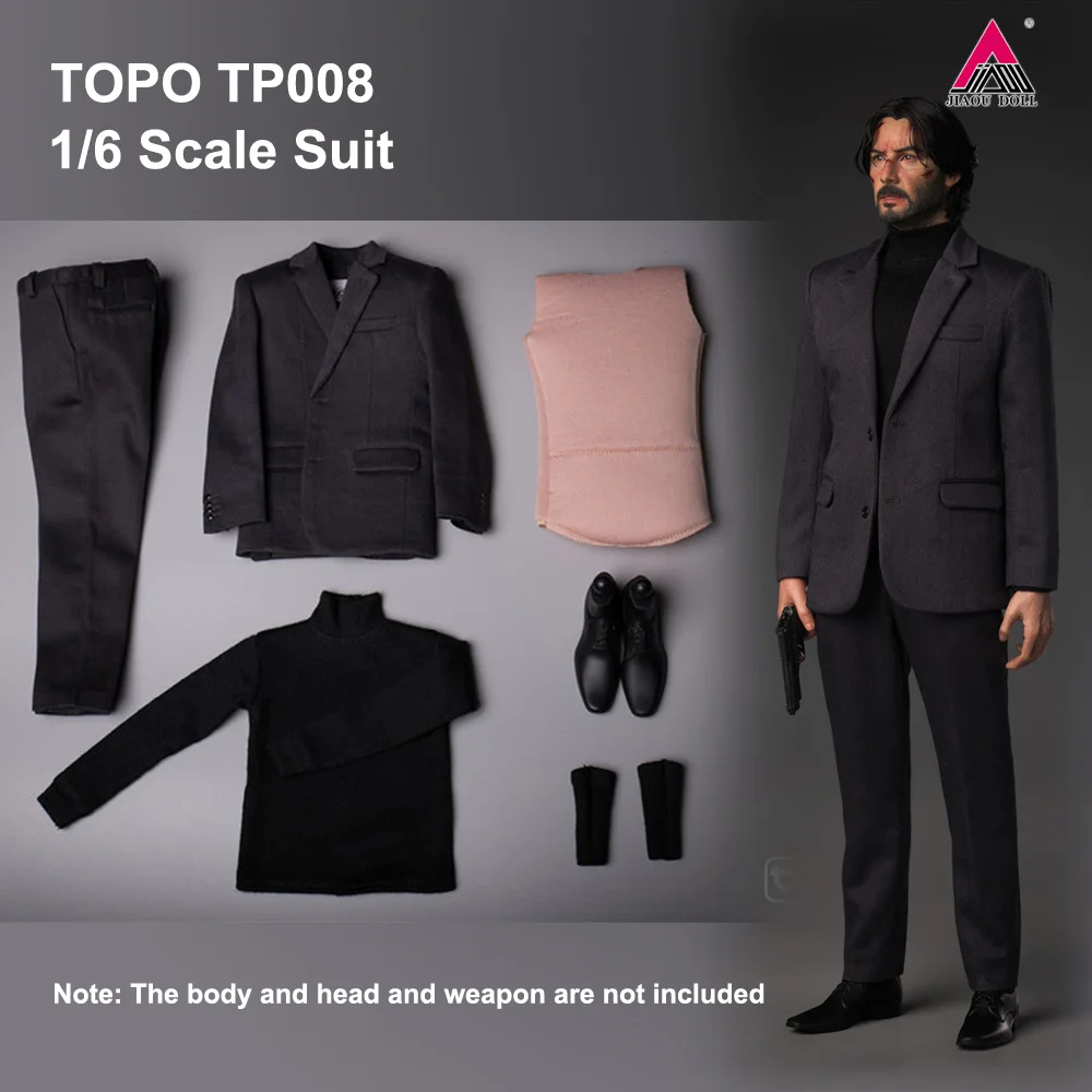 

TOPO TP008 1/6 Scale Keanu Reeves Turtleneck Sweater Suit Costume Set Fit 12-inch Male Soldier Action Figure Bodies