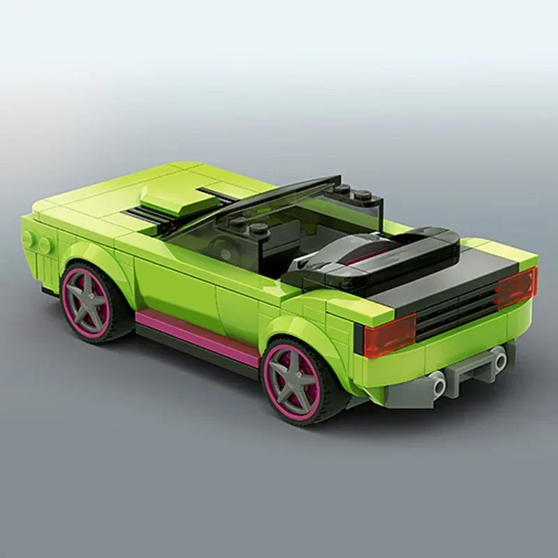 Snelheidskampioenen Model Moc Bouwstenen Groene Muscle Car-Technologie Modulaire Blokken Geschenken Kerstspeelgoed Diy Sets Assemblage