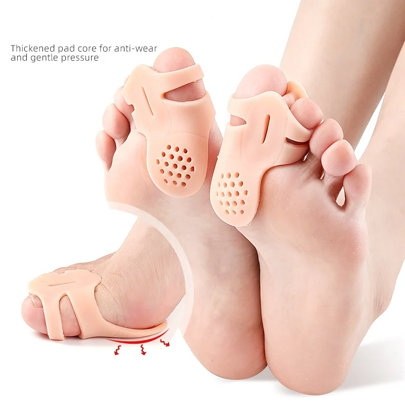 Double-hole Toe Separator Hallux Valgus Correction Big Toe Bone Overlapping Toe Separator Thickened Soft Anti-wear Foot Pad
