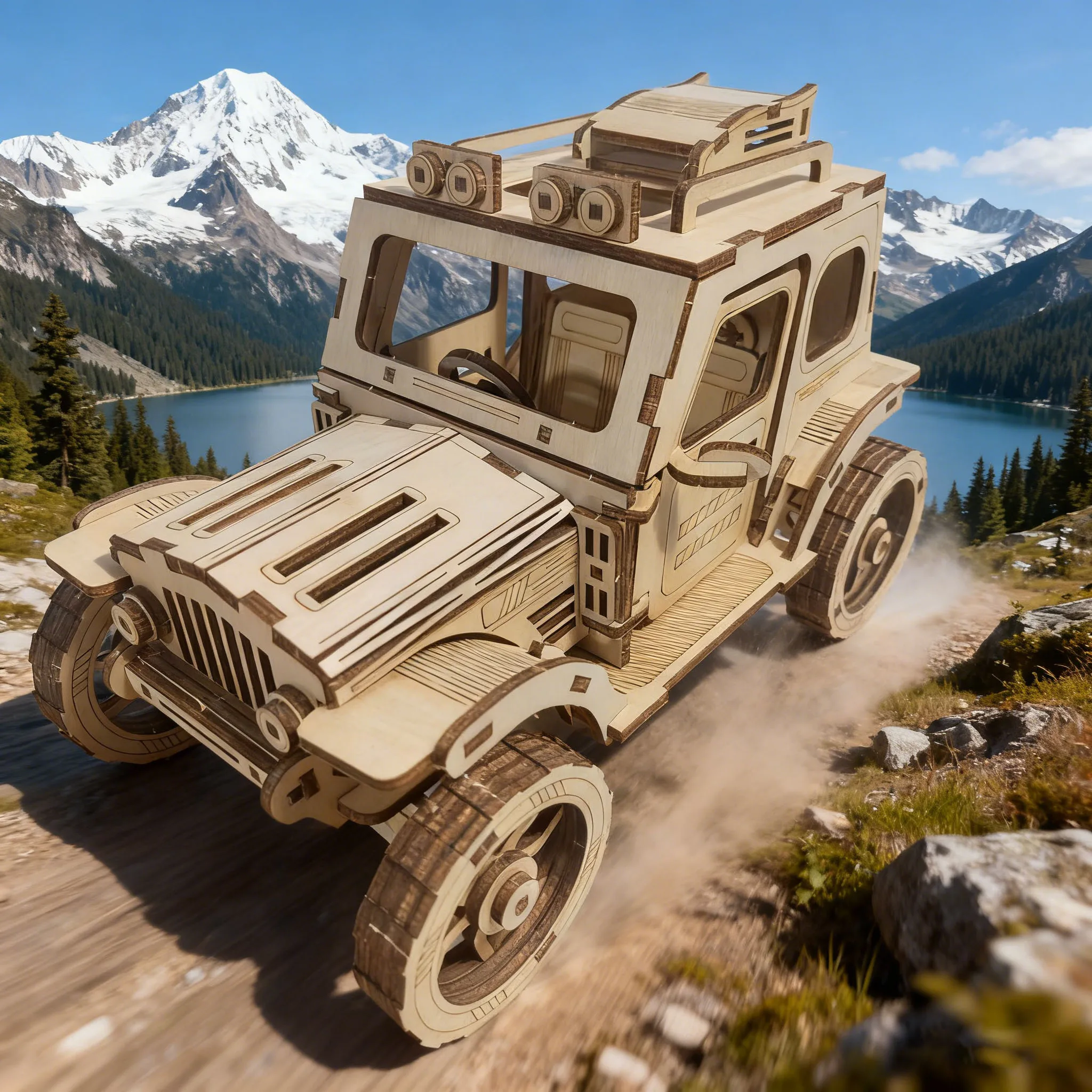 

Wooden Off-Road Vehicle Model Kit 3D Puzzle Construction Fun Set Wooden Building Blocks DIY Puzzle Educational Birthday Gift