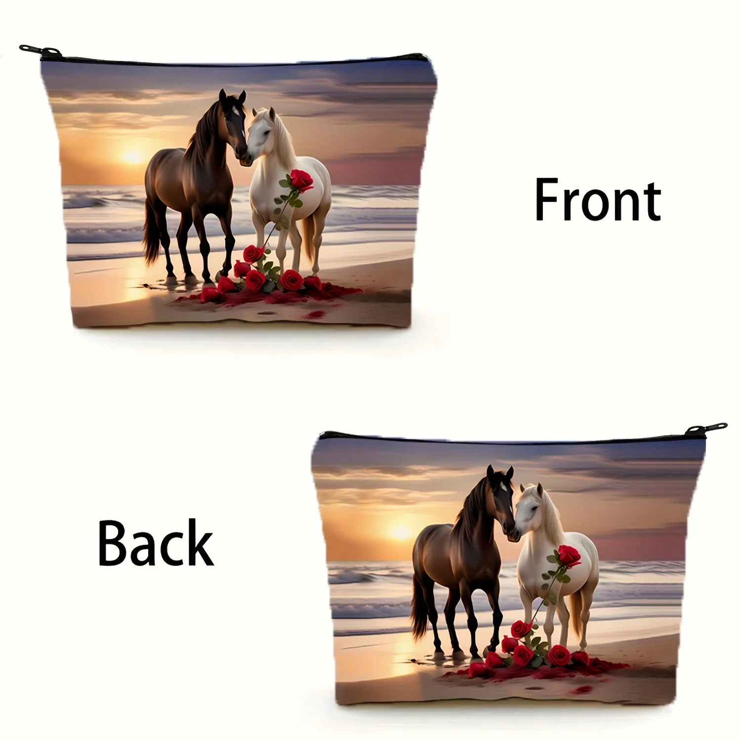 興味深い馬の形をした化粧ポーチ - 女性向けのかわいい多機能ジッパーポーチ、ジュエリー収納バッグ