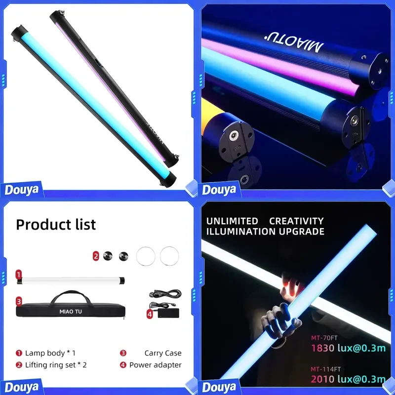 MIAOTU Full Color 27/44 Inch Pixel Rgb Led Tube Light 2000K-10000K Photography Led Video Light Wand Stick with App Control