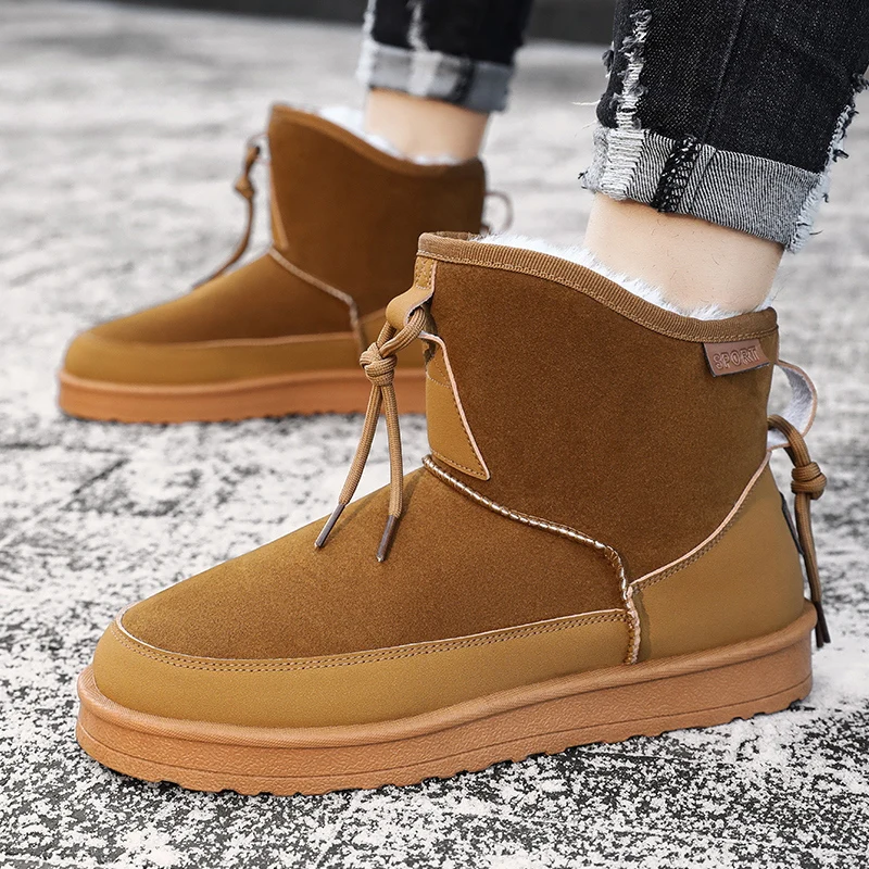 الشتاء الرجال أحذية الثلوج منصة الدافئة الفراء الجلد المدبوغ أحذية للرجال في الهواء الطلق مريحة أحذية قطنية غير رسمية للرجال بوتاس الفقرة Hombre #1