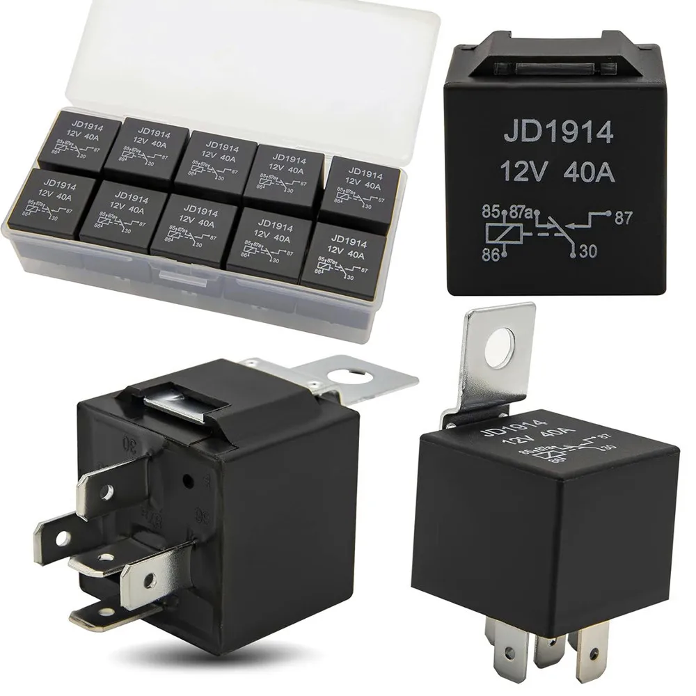 10 Pieces 4Pin 5 Pin  40A Car Relay Waterproof 12V 24V 4P 5P Relay Replacement Automotive Set for Van Auto Motorcycle Truck