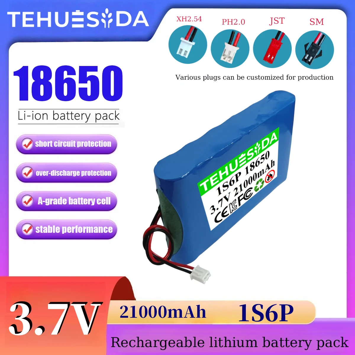 

1S6P 3,7 В 21000 мАч 18650 литий-ионный аккумулятор с защитой печатной платы для светодиодной подсветки DIY